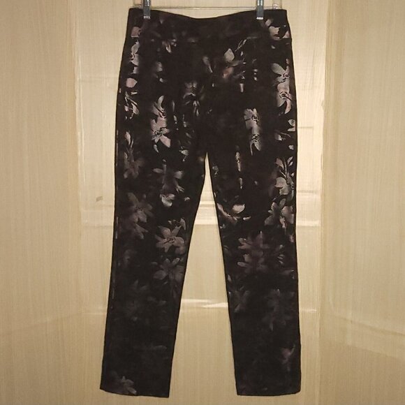 Soft Surroundings Petite Womens Elastic Waist Metallic Floral Sheen Pants 6P - Picture 3 of 7